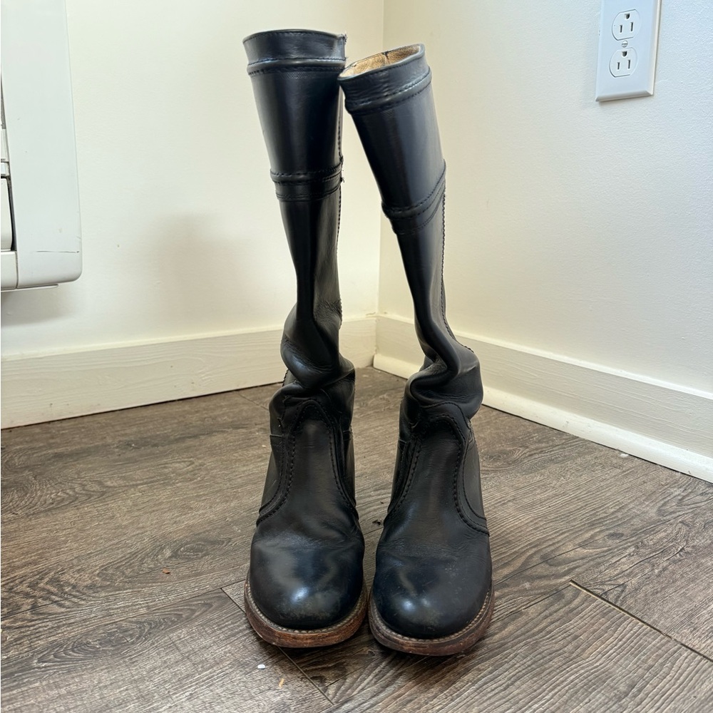 FRYE black leather calf high boots